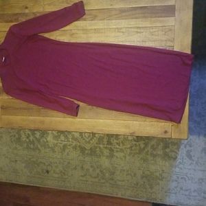 Wine colored high neck below the knee dress
